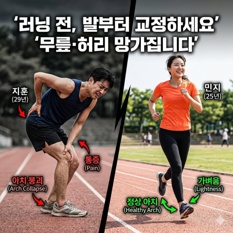러닝 시작 전 발 교정